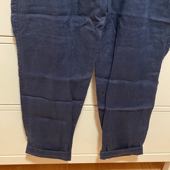 Athleta size 4 navy linen fatigue drawstring tapered pants. - Picture 7 of 8